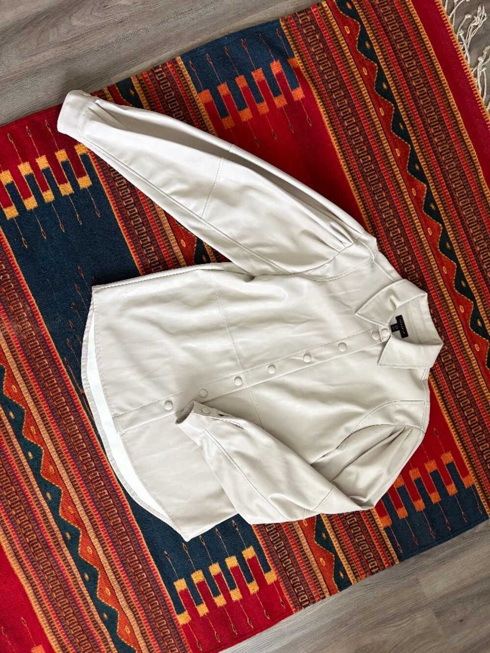 Topshop Cream Faux Leather Oversized Shirt Jacket Shacket